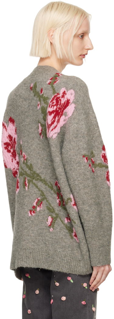 Sveter Blumarine Floral Embroidered Cardigan Šedá | A422M489A, 2