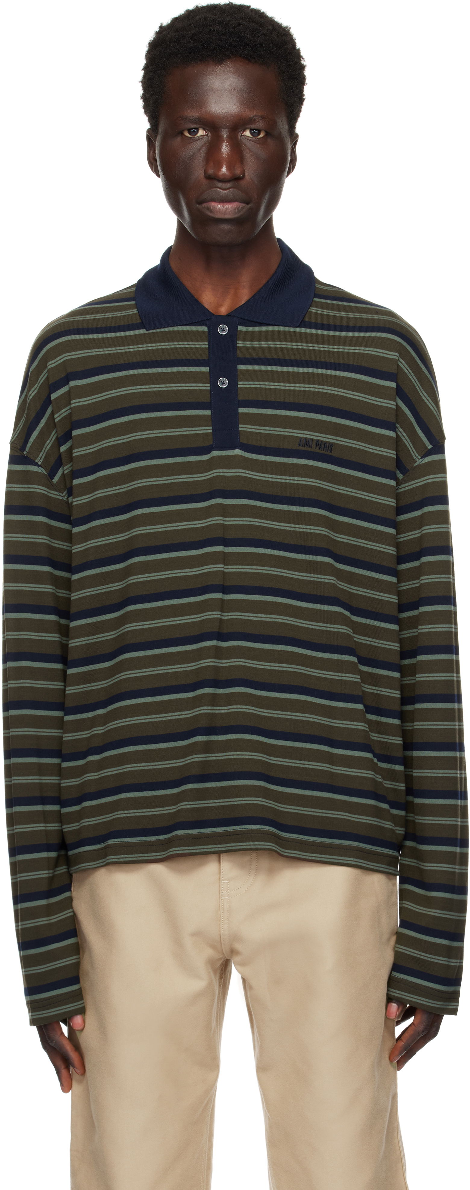 Striped Long Sleeve Polo