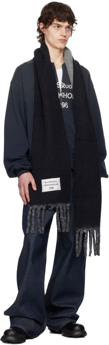 Šál Acne Studios Blue & Purple Logo Label Fringed Scarf Modrá | CA0343-, 3