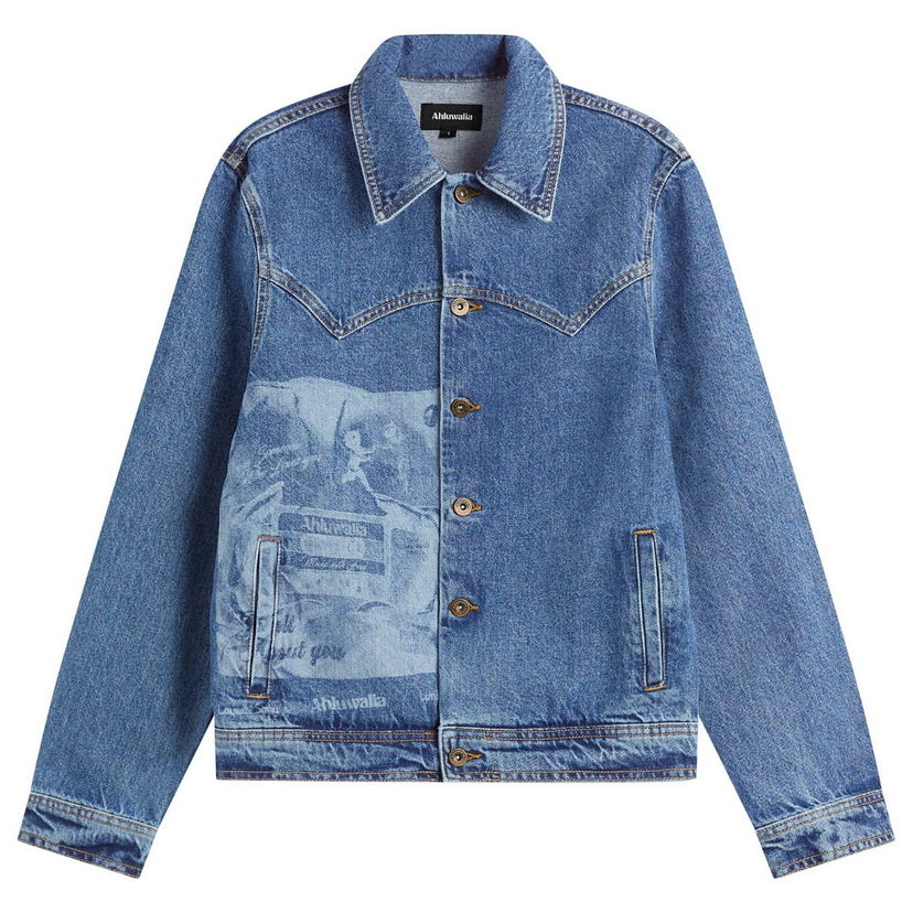 Bunda Ahluwalia Ahluwalia Laser Denim Jacket Modrá | M-AHLU-DE015-SS26-FA283-VI