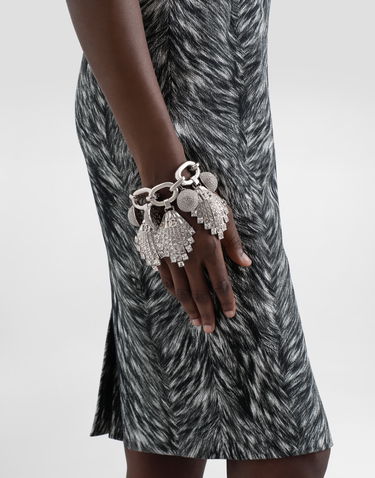 Náramok Dolce & Gabbana Dolce & Gabbana Rhinestone Maxi-Bracelet with Chain and DG Logo Metalická | WBR2E5W111187655, 1