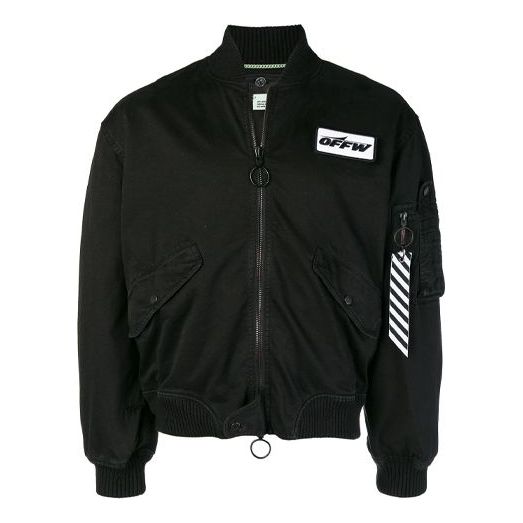 Bomber bunda Off-White Off-White Aviator Logo Jacket Loose Fit Čierna | OMEA130E181350011000