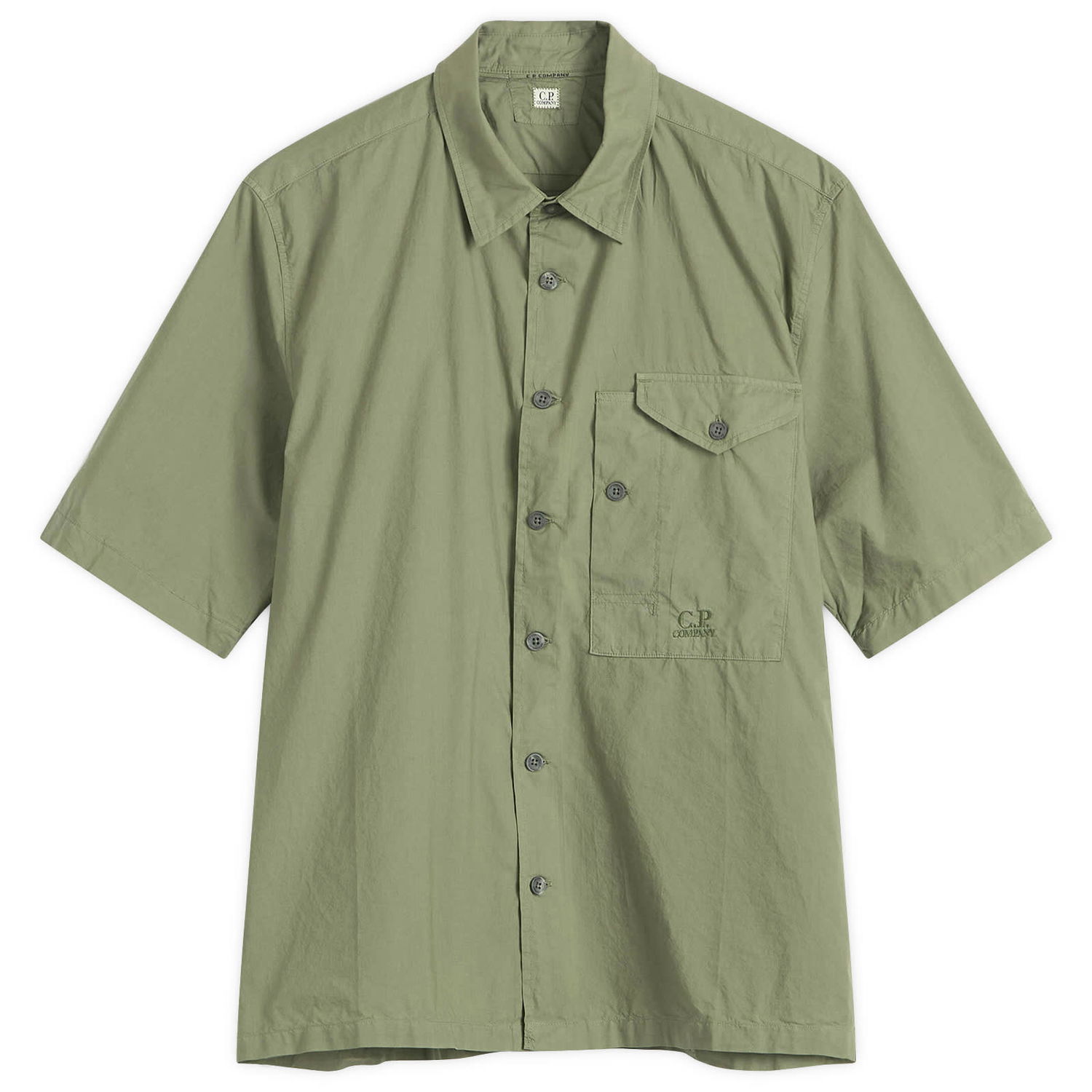 Košeľa C.P. Company C.P. Company Short Sleeve Shirt with Pocket Logo Zelené | 18CMSH249A-005328G-GRN, 1