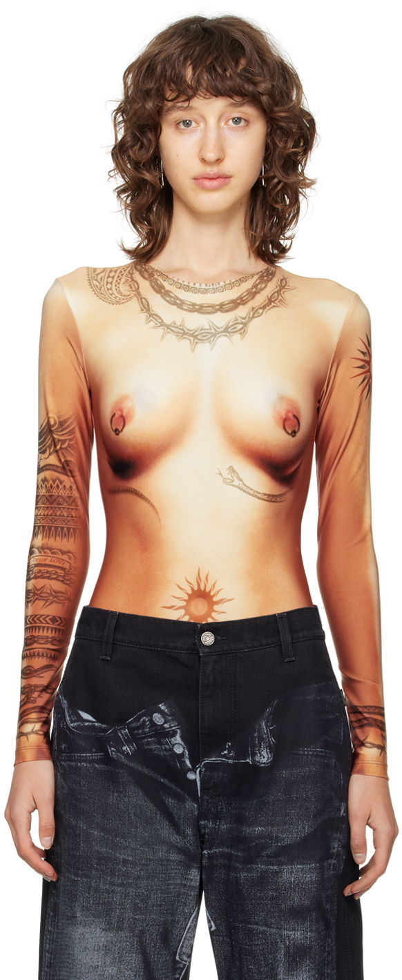 Body Jean Paul Gaultier Gaultier 'The Body Tattoo' Long Sleeve Bodysuit Rôznofarebný | 23/15-F-BD009-J527-25, 0