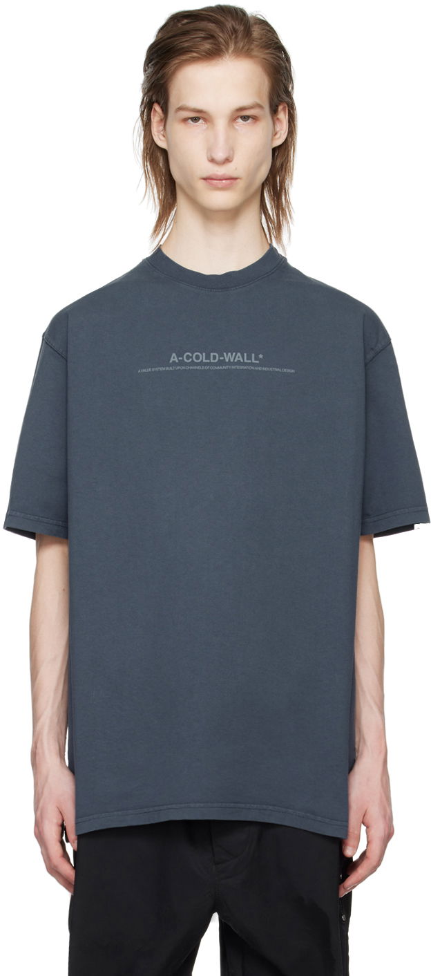 Tričko A-COLD-WALL* Discourse T-Shirt Navy | ACWMTS187