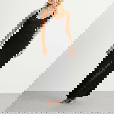 Šaty SKIMS SKIMS Sheer Knit Midi Dress, Size Large Čierna | DS-DRS-8175W-ONX, 4