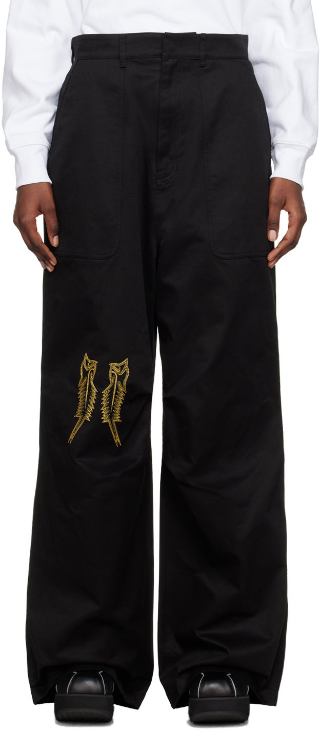Cargo nohavice We11done We11done Embroidered Wide Leg Trousers Čierna | WD-PT1-23-252-M-BK, 0