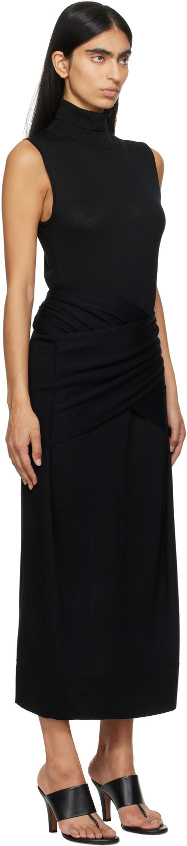 Šaty TOTEME TOTEME Draped Knit Midi Dress Čierna | 244-WRD0150-YA0087, 1