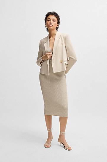 Sukňa BOSS Ribbed Tube Skirt Béžová | 50537735, 1