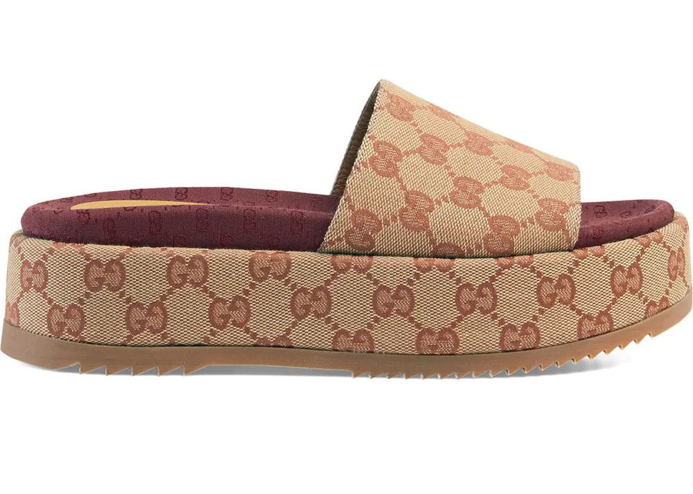 Tenisky a topánky Gucci GG Supreme Platform Sandal "Dark Red" W Béžová | 573018KQW008366, 0