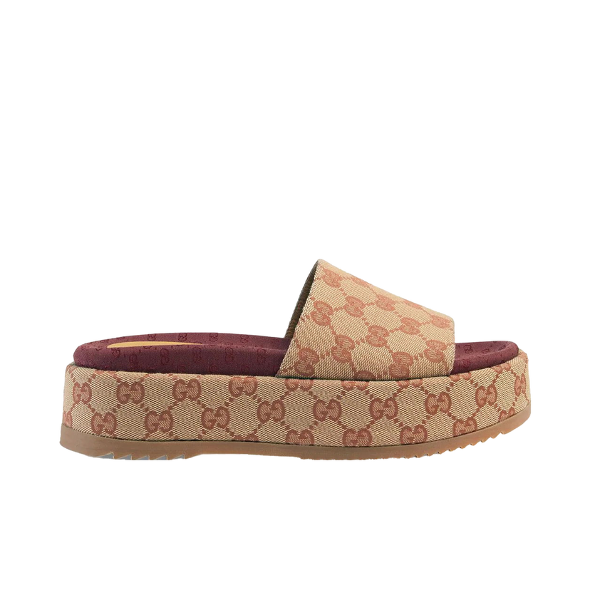 Tenisky a topánky Gucci GG Supreme Platform Sandal "Dark Red" W Béžová | 573018KQW008366