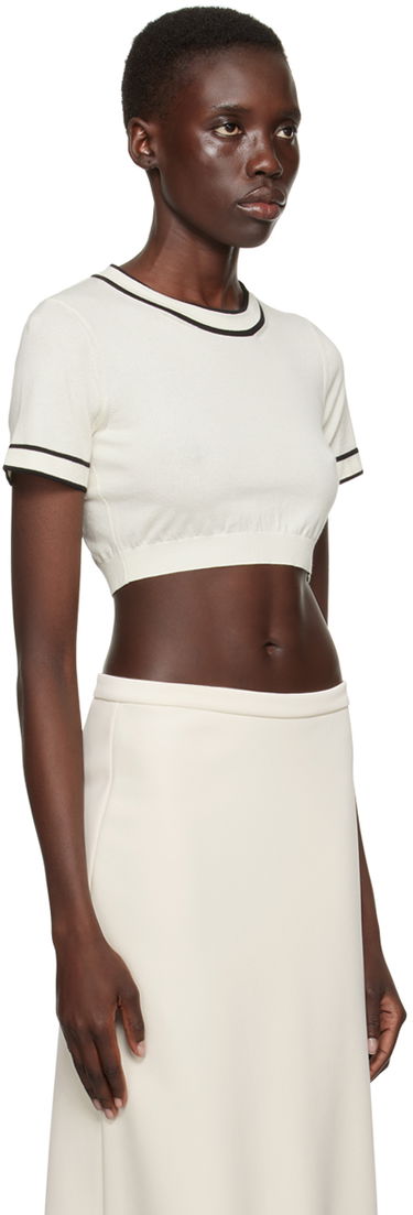 Crop Top Max Mara Max Mara Uscio Cropped T-Shirt Biela | 2411361042600, 1
