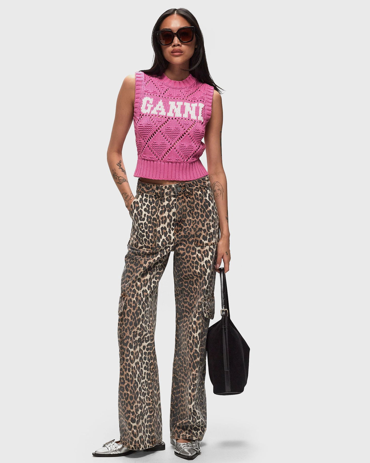 Džínsy GANNI Print Denim Angi Hnedá | J1676-943, 1