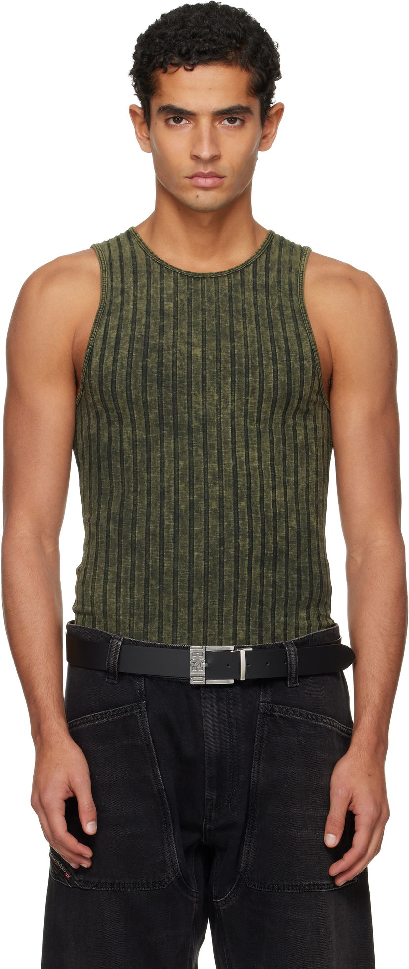 Tielko Diesel Ribbed Distressed Tank Top Zelené | A21574-0DCCB-5EU