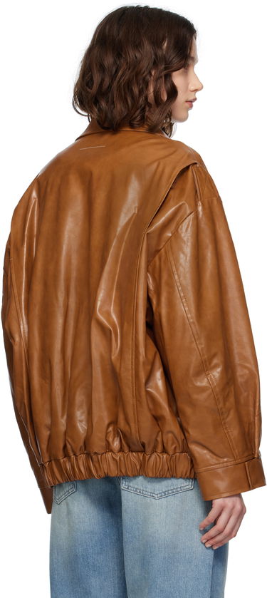 Bomber bunda Maison Margiela MM6 Maison Margiela Oversized Faux-Leather Bomber Jacket Hnedá | S52AM0325 M35465, 2