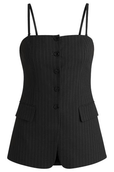 Tielko BOSS Pinstripe Stretch Tailored Vest Čierna | 50530460, 0