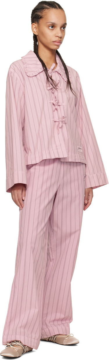 Košeľa GANNI GANNI Stripe Cotton Pyjama Shirt Ružová | W0326, 3