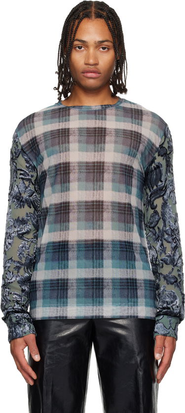 Tričko Dries Van Noten Dries Van Noten Plaid Long-sleeve with Floral Mesh Sleeves Rôznofarebný | 252-021135-2621, 0