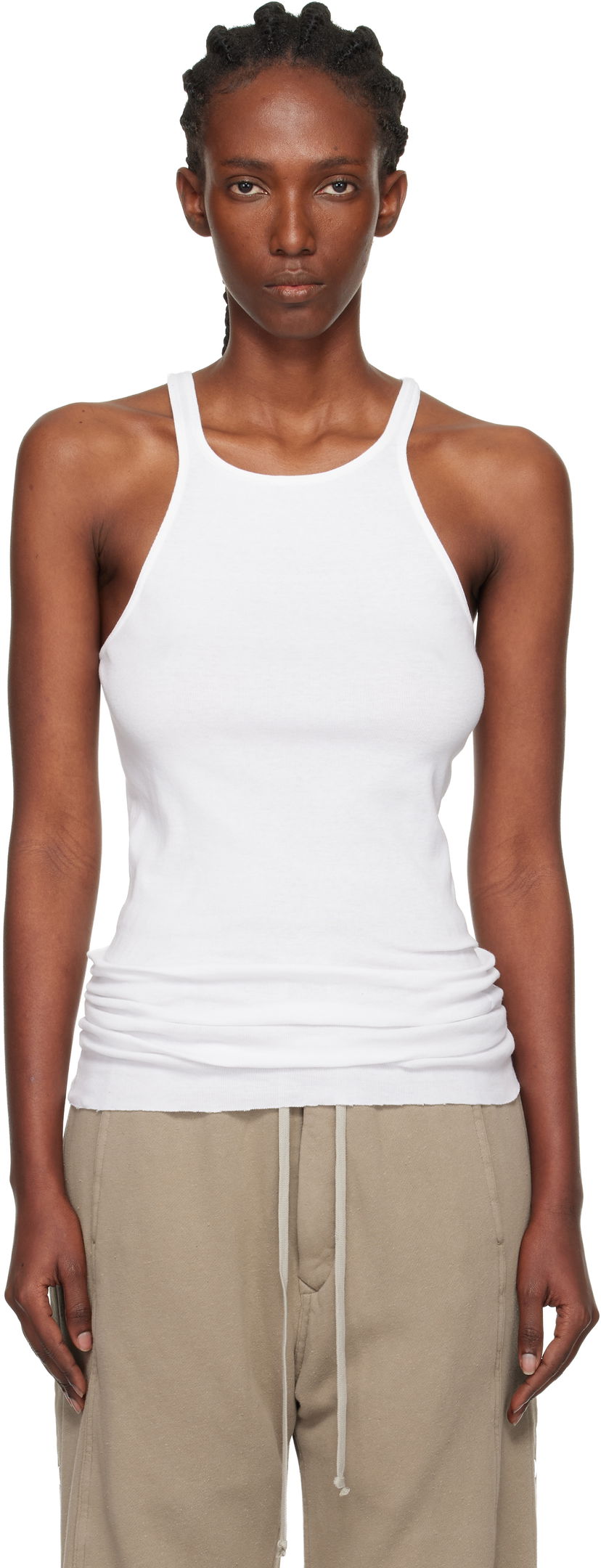 Tielko Rick Owens Rick Owens DRKSHDW Concordians Ribbed Racer Back Tank Top Biela | DS02E7119 RN