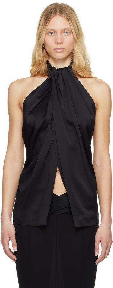 Tielko Stella McCartney Stella McCartney Envers Satin Halterneck Tank Top Čierna | 6T02383FU302, 0