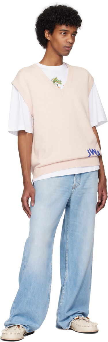 Vesta JW Anderson JW Anderson 'JWA' V-Neck Knit Vest Ružová | KW1349-YN0398, 3