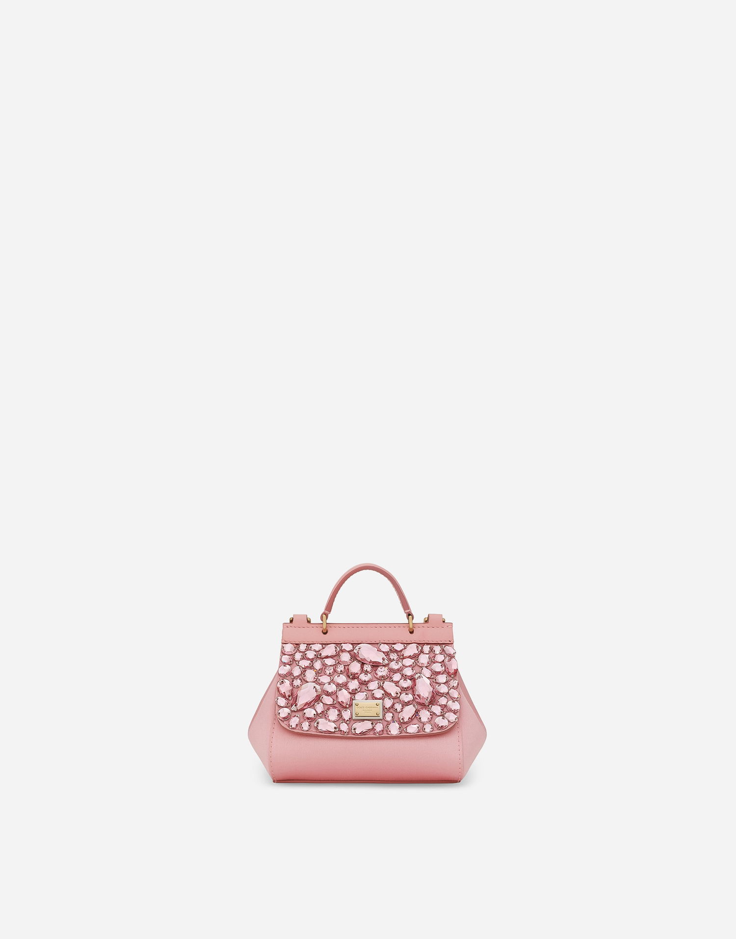 Kabelka Dolce & Gabbana Dolce & Gabbana Mini Sicily Leather Handbag with Crystals Ružová | EB0003AB00080400, 0