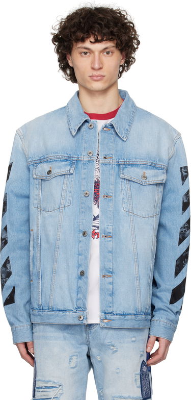 Bunda Off-White Off-White Diag Arrow Skate Denim Jacket Modrá | OMYE09BS25DEN0024600, 0