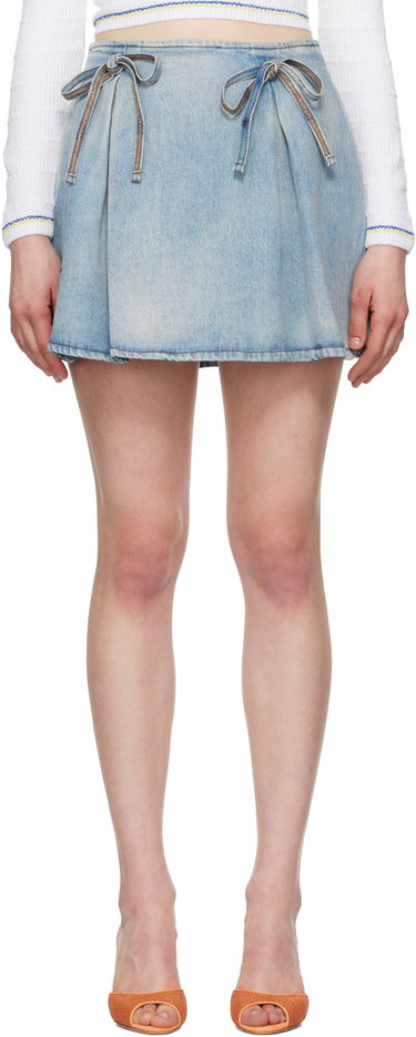 Sukňa MSGM MSGM Bow Accent Denim Miniskirt Modrá | 3841MDD231L 257275, 0