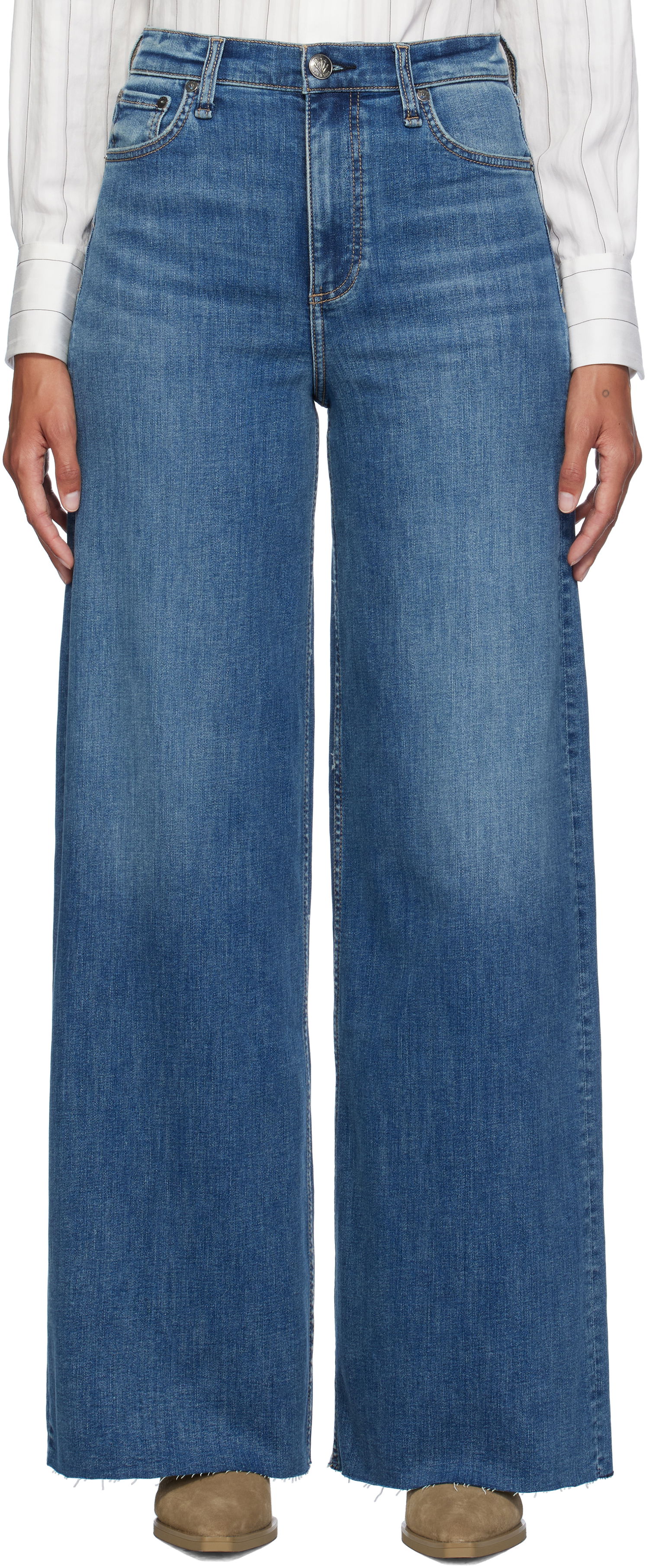Džínsy rag & bone Rag & Bone Flexi Sofie Wide-Leg Jeans Modrá | WDD24F2952FUWI, 0
