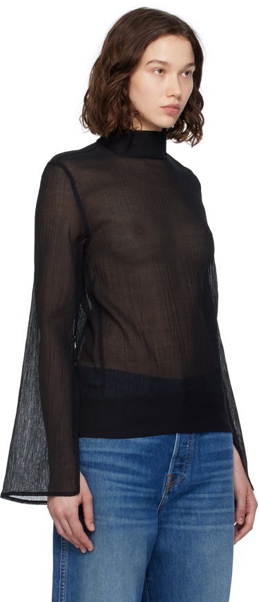 Košeľa TOTEME TOTEME Slit Sleeve Mock Neck Blouse Čierna | 253-WRT0546-FB0462, 1