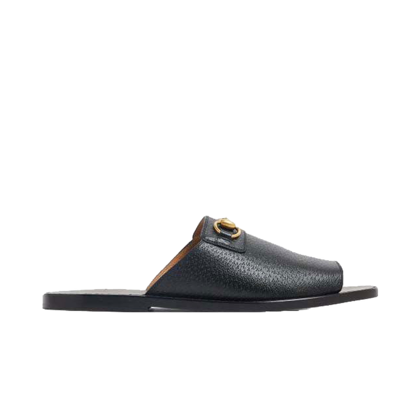 Tenisky a topánky Gucci Horsebit Leather Flat Slides Black Čierna | 723624 18A00 1000