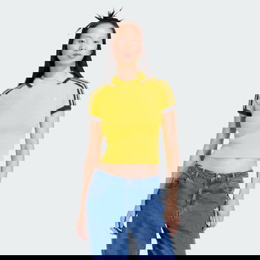 Polo tričko adidas Performance Cali Knitted Cropped Short-Sleeve Polo Top Žltá | KC6533, 0