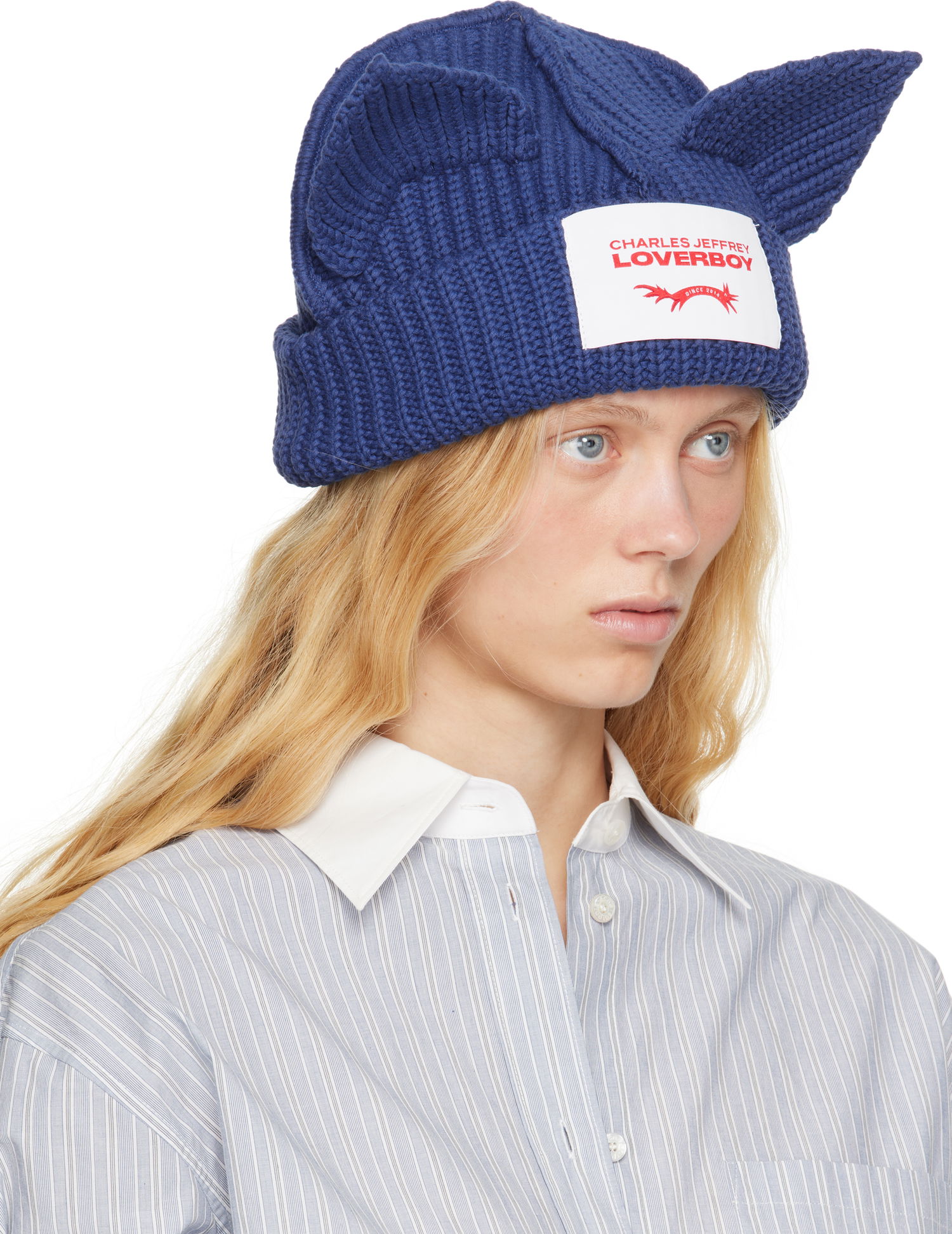 Kulicha Charles Jeffrey Loverboy Charles Jeffrey LOVERBOY Chunky Knit Ears Beanie Modrá | 54130301, 1