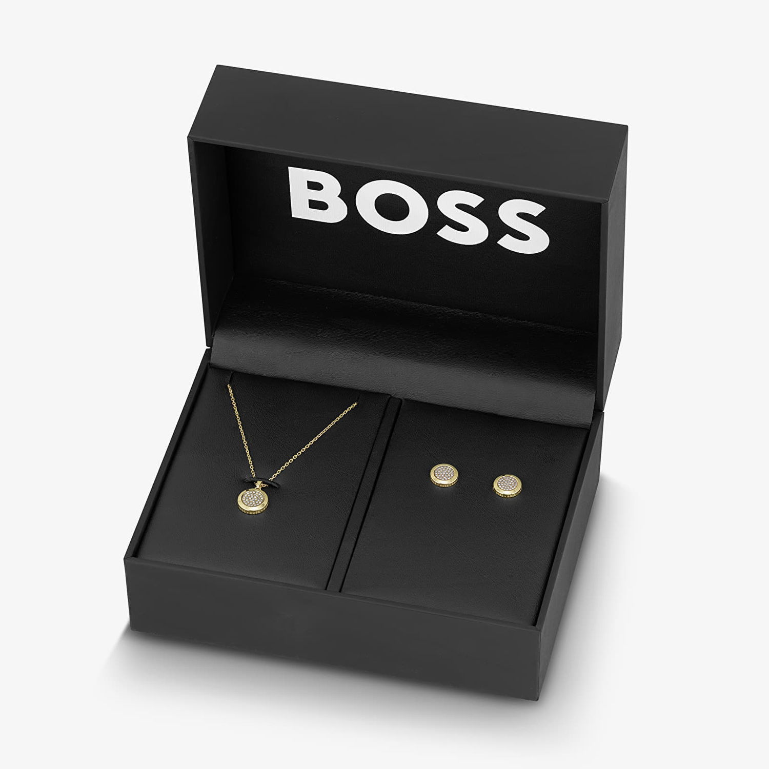 Šperky BOSS Pave Round Necklace and Stud Earrings Gift Set Žltá | 1570149, 0