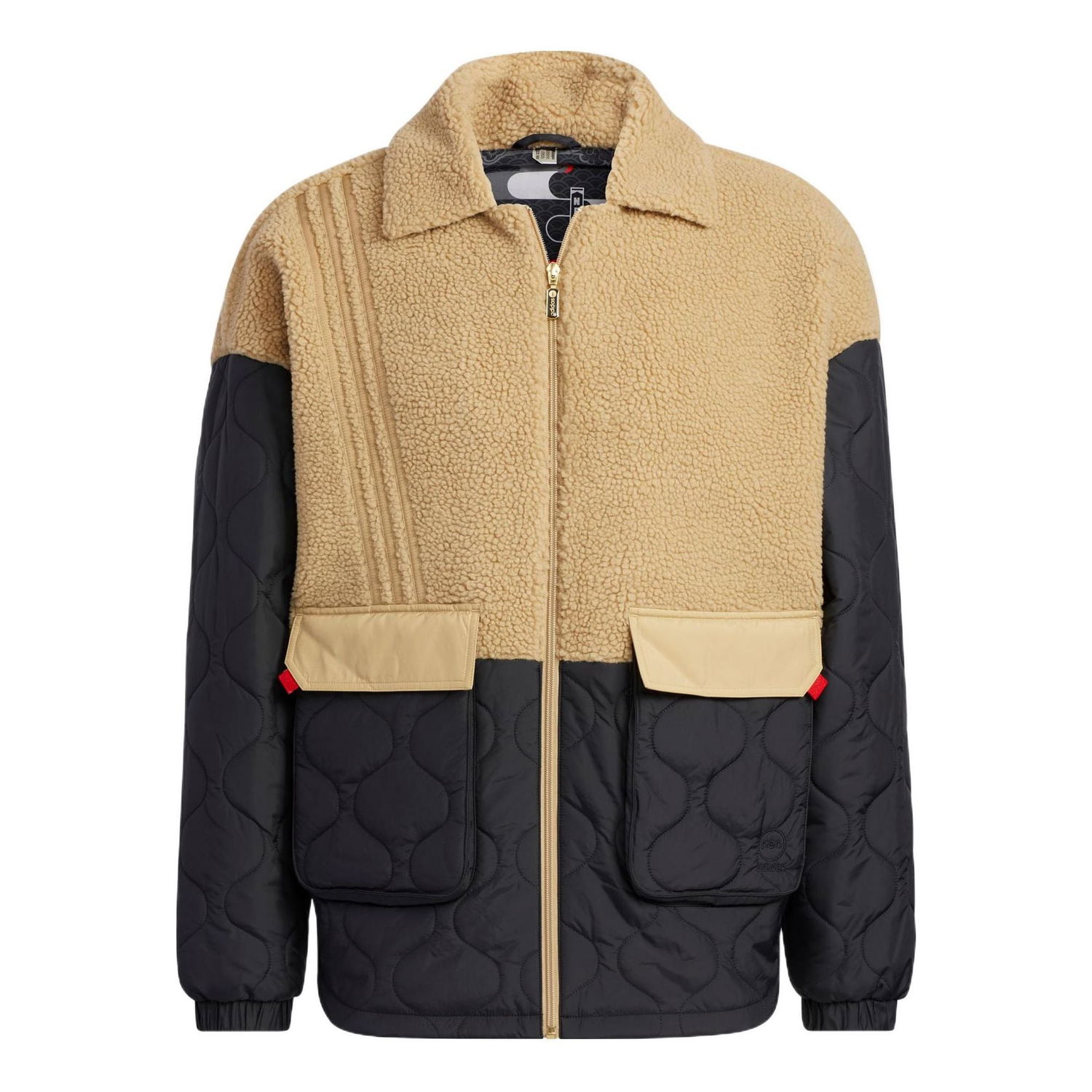 Bomber bunda adidas Originals Fleece and Quilted Jacket Béžová | IQ1582, 0
