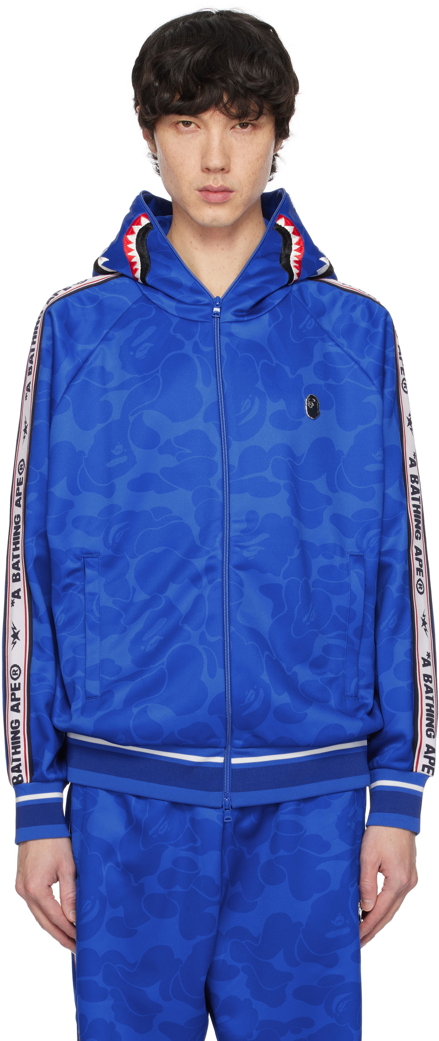 Mikina BAPE Solid Camo Relaxed Fit Shark Hoodie Modrá | 001ZPK801308M, 0