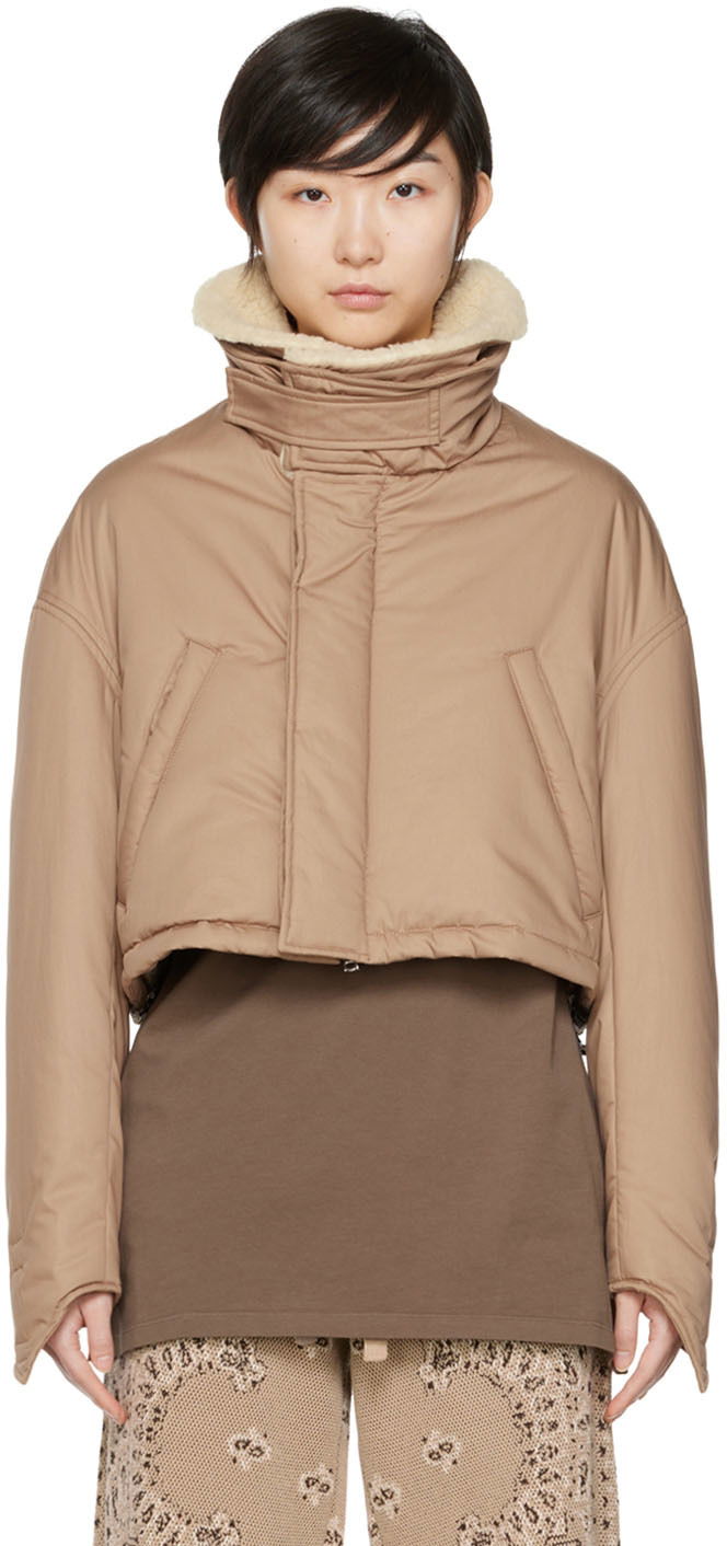 Prešívaná bunda AMIRI Cotton Cropped Puffer Jacket Hnedá | PF22WOS002-817, 0