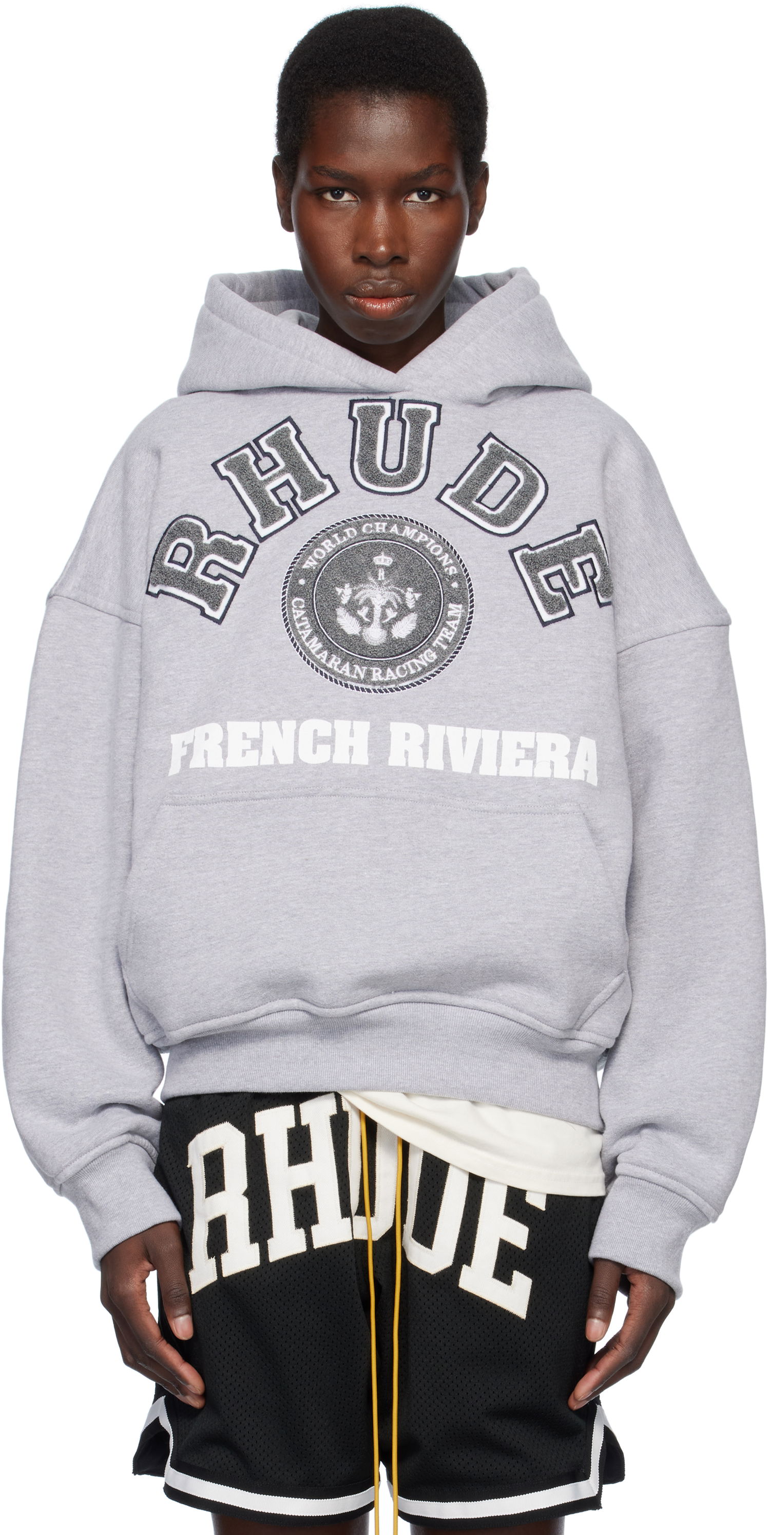 Mikina Rhude Rhude French Riviera Patch Hoodie Šedá | RHSS25HO06012, 0
