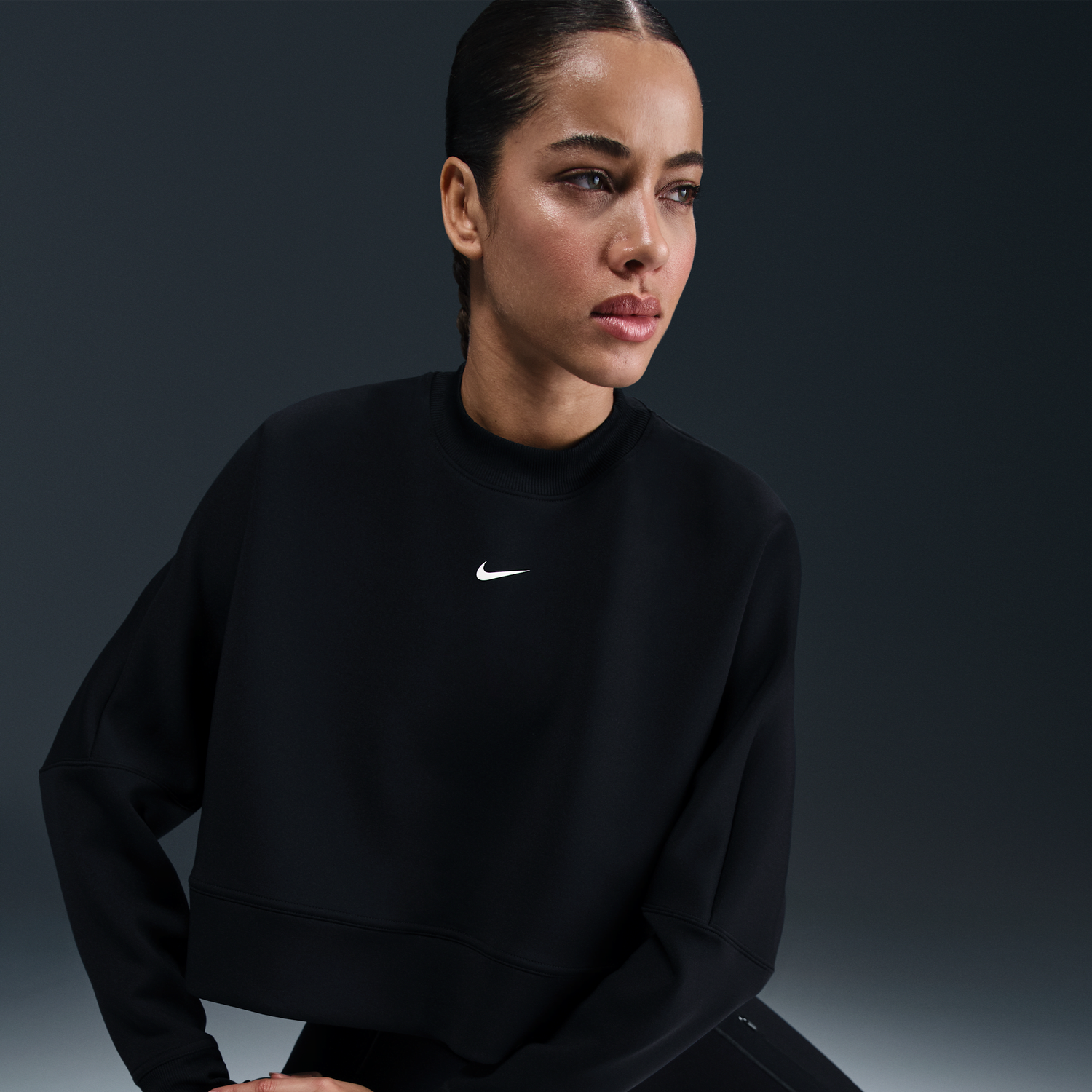 Sveter Nike Prima Dri-FIT Loose Fit Cropped Crew Sweatshirt Čierna | HJ1186-010, 0