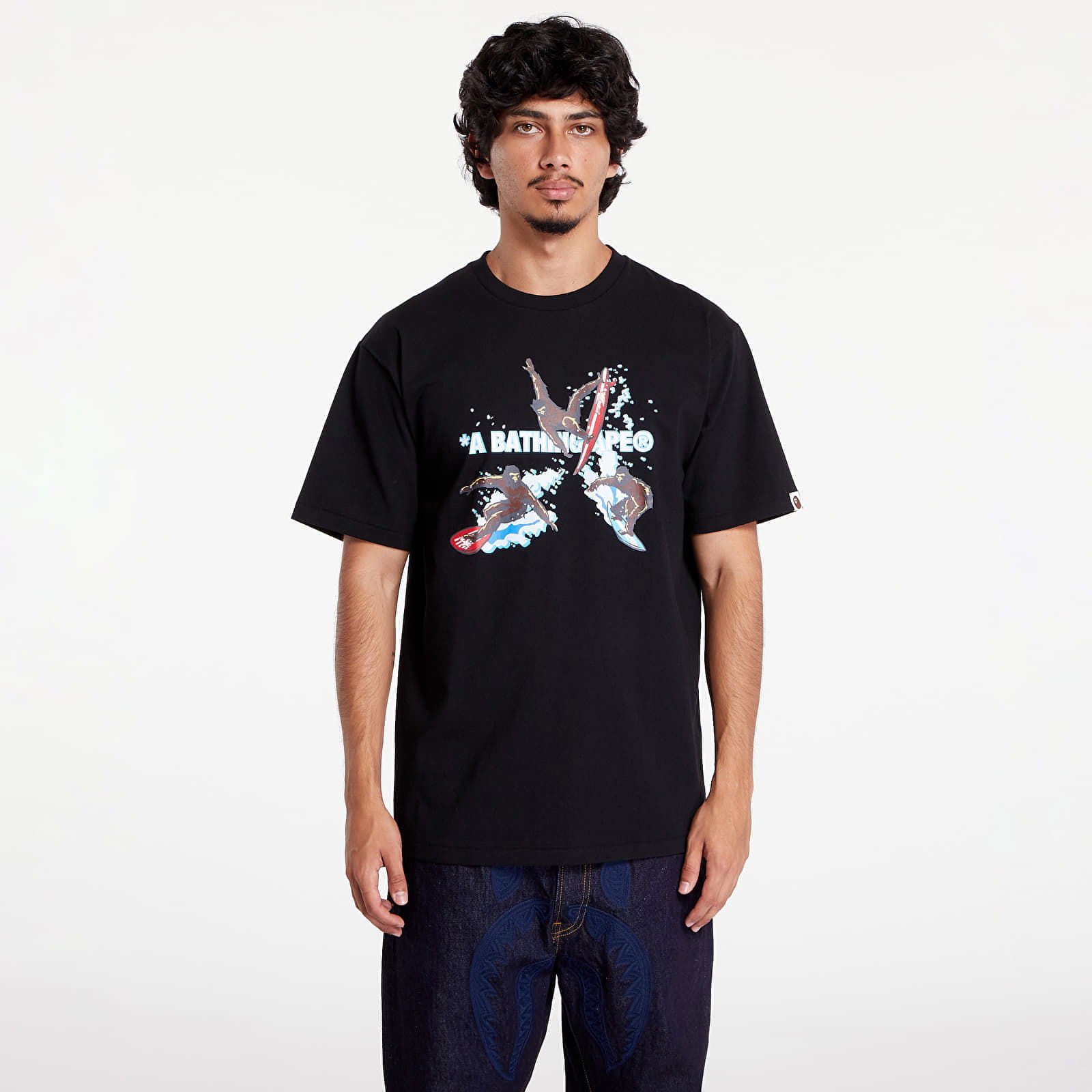 A BATHING APE Surfing Apes Tee Black