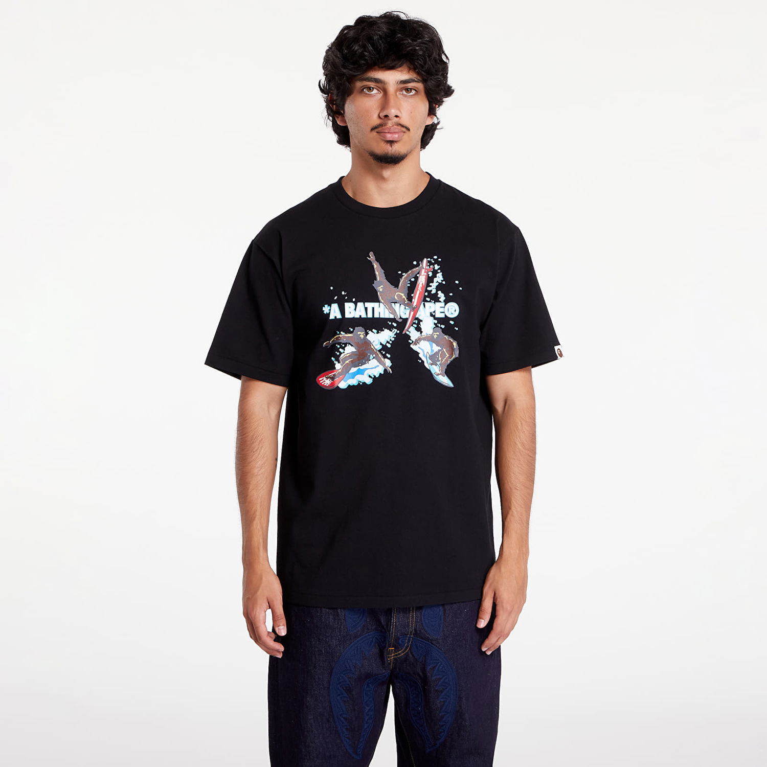 Tričko BAPE A BATHING APE Surfing Apes Tee Black Čierna | 001TEK701002F BLK, 0