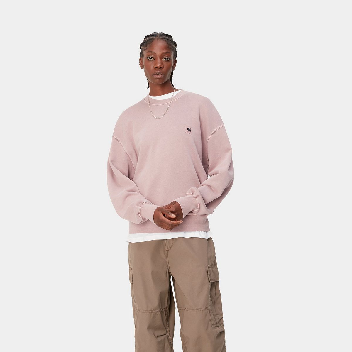 Mikina Carhartt WIP Nelson Sweatshirt "Glassy Pink garment dyed" Ružová | I029537_1NJ_GD, 0
