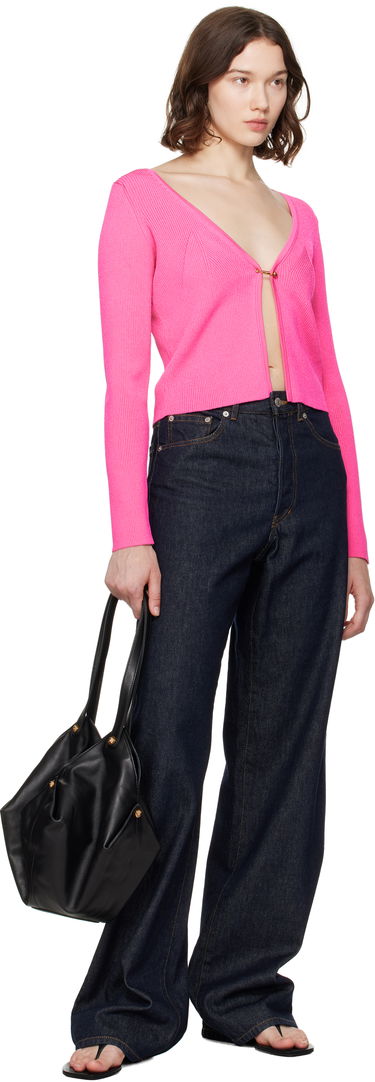 Sveter Versace Versace Safety Pin Ribbed Knit Cardigan Ružová | 1020887_1A12699, 3