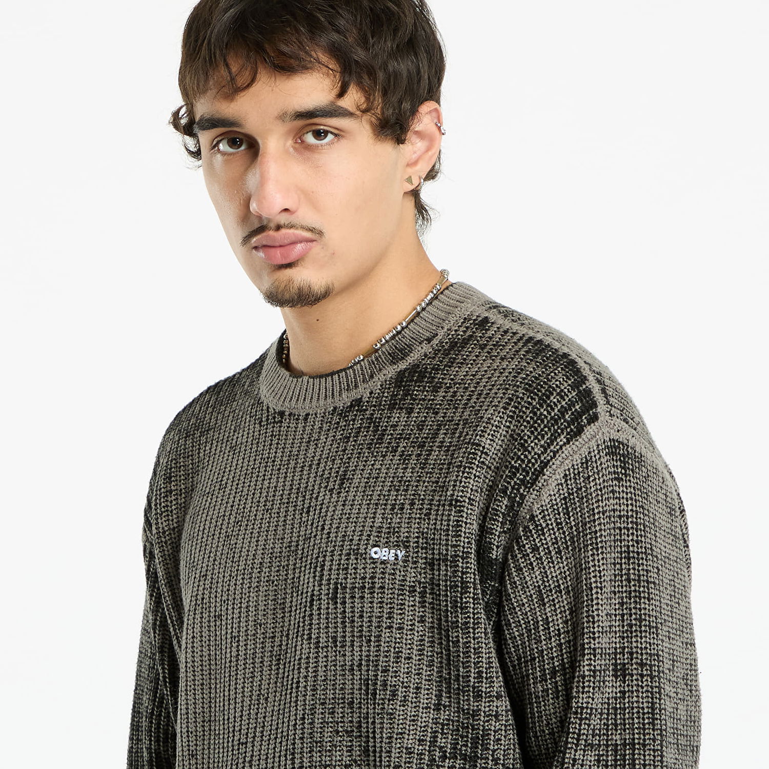 Sveter OBEY OBEY Spray Effect Sweater Šedá | 151000109-BKM, 1