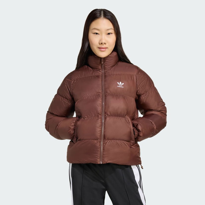 Prešívaná bunda adidas Performance Adicolor Short Puffer Jacket Hnedá | JX2948