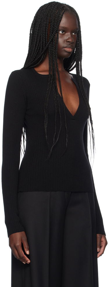 Body Max Mara Max Mara Urlo Ribbed Knit Sweater Čierna | 2421366111600, 3