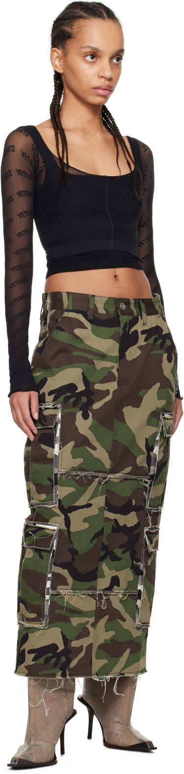 Crop Top VETEMENTS Logo Stockings Top Čierna | WA66HO110B, 3