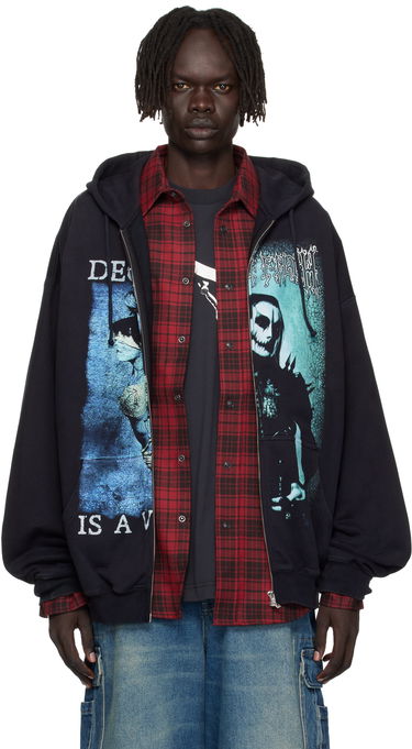 Mikina VETEMENTS Vetements Cradle of Filth Cut-Up Oversized Zip-Up Hoodie Čierna | UCF76ZU950BB, 0