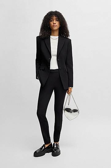 Nohavice BOSS Slim Fit Stretch Trousers with Logo Rivet Čierna | 50539991, 1