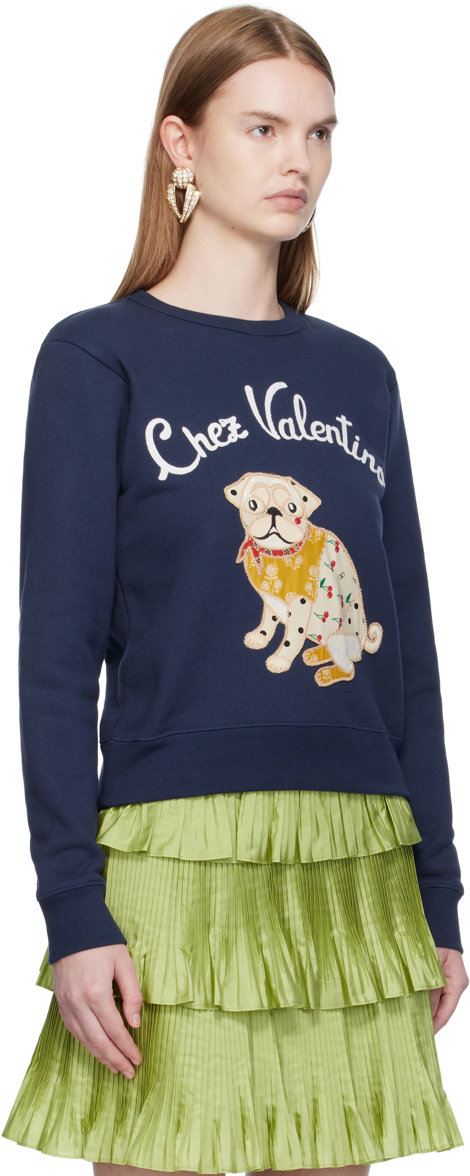 Mikina Valentino Valentino 'Le Chien De La Maison' Appliqué Sweatshirt Navy | 7B3MF24Z9L8, 1